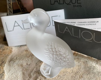 NIB RARE Lalique Fragrances 4 Swallows Birds logo christmas ornament ball