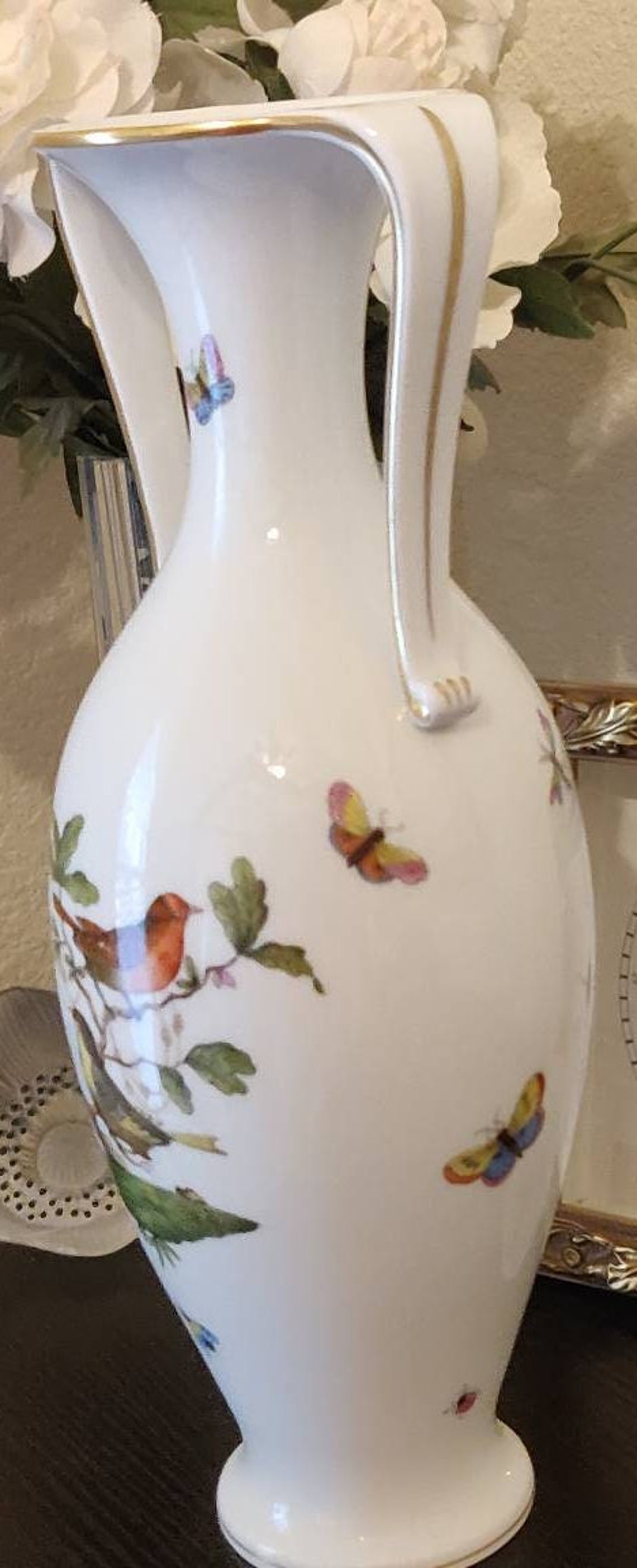 Vintage Herend Rothschild Bird Pearl Necklace 13 Vase Etsy