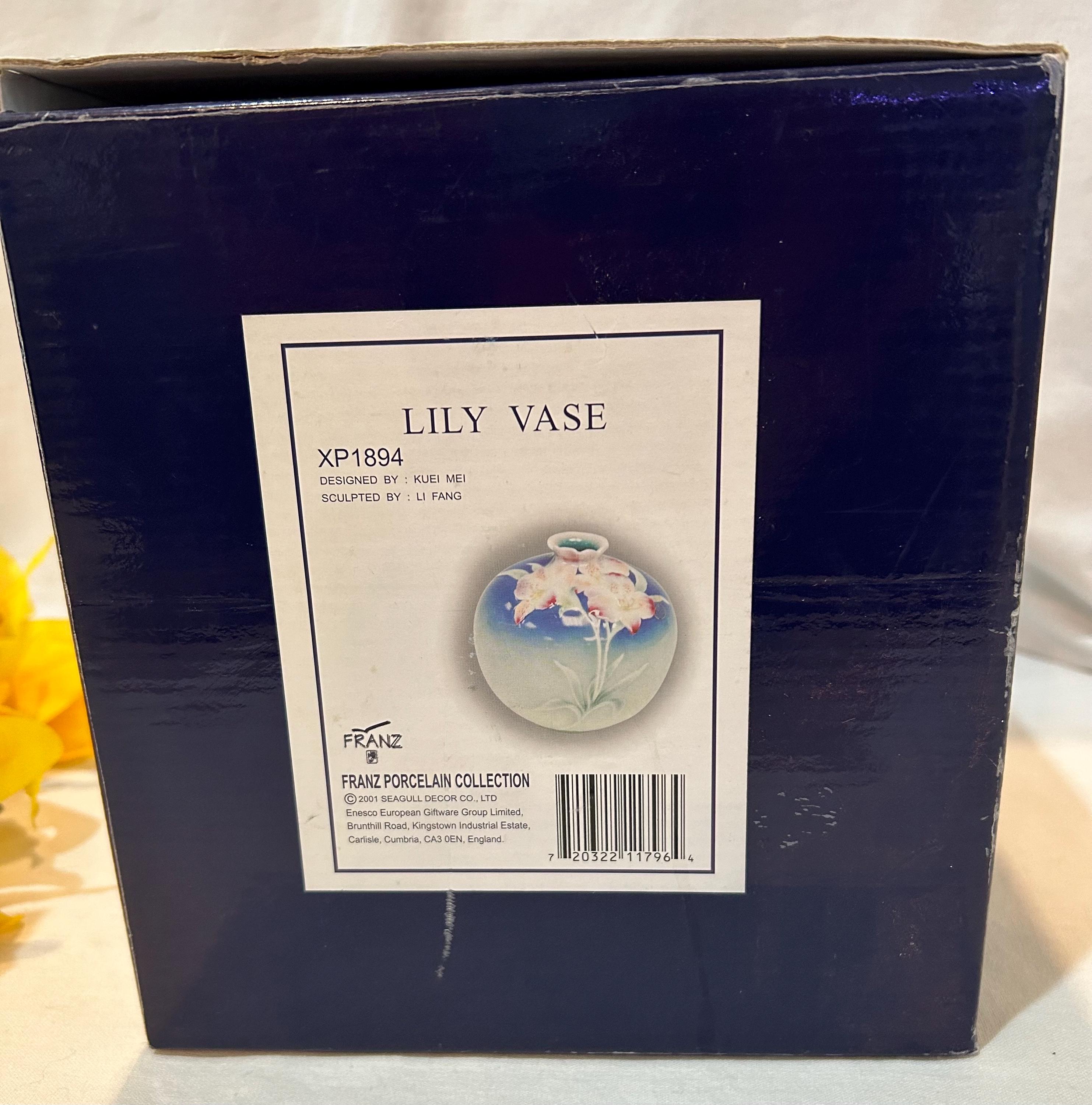 Boxed Franz Porcelain Lily Design Round Flower Vase XP1894 Rare