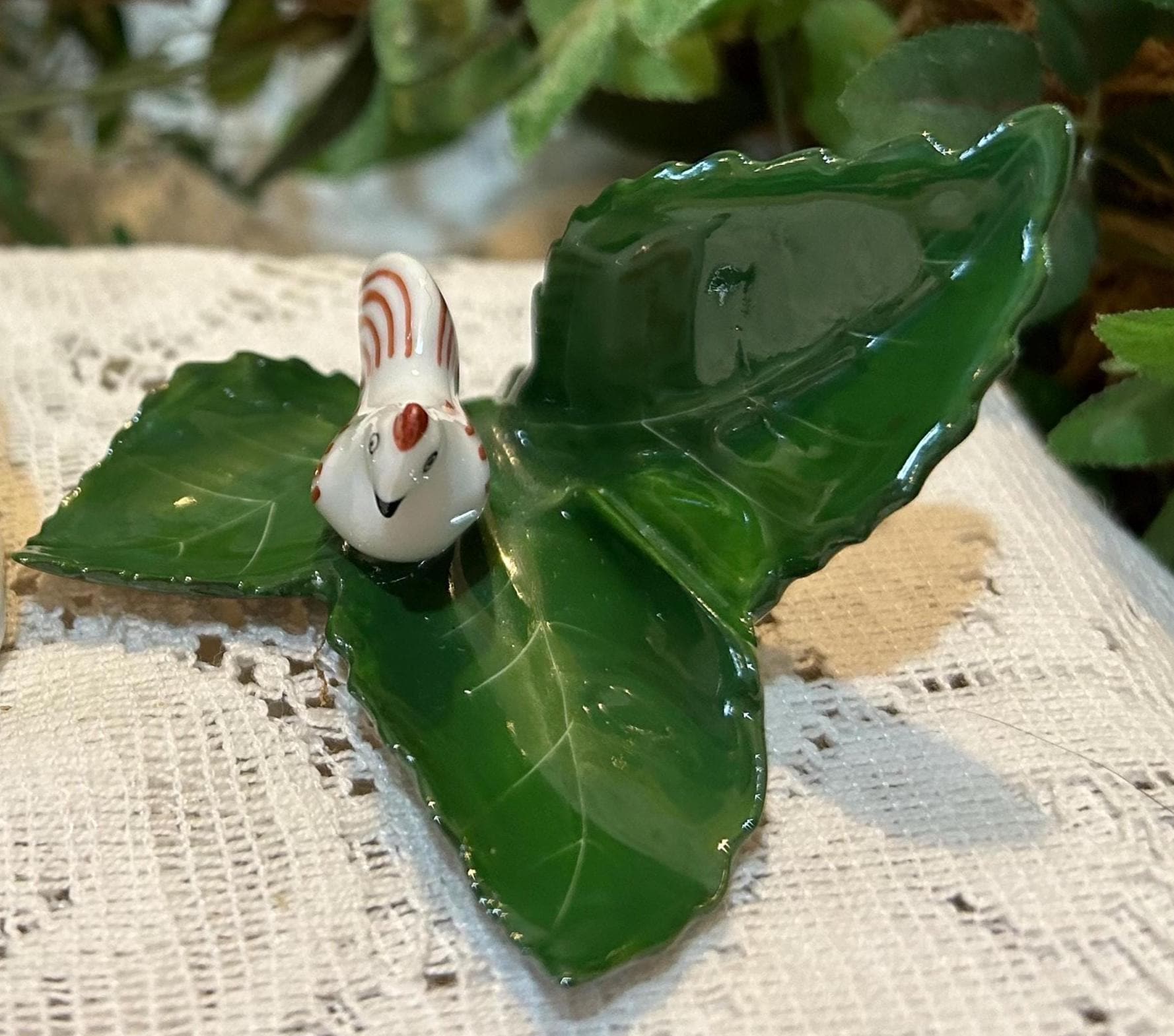 HEREND Chicken Rooster on Leaf Place Card Holder 6419 or Herend