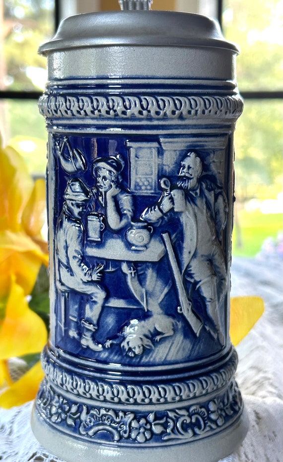 Vintage Gerz Germany 1960 Cobalt Lidded Beer Stein-gerz Tavern