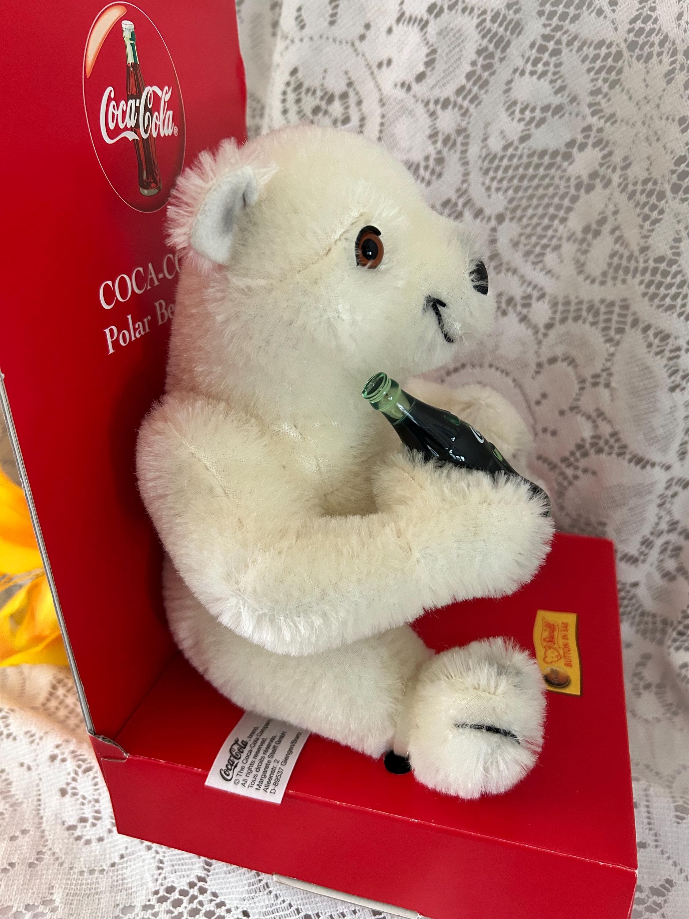 VTG Ltd Ed Coca-cola STEIFF Polar Bear Cub New Steiff Button Polar