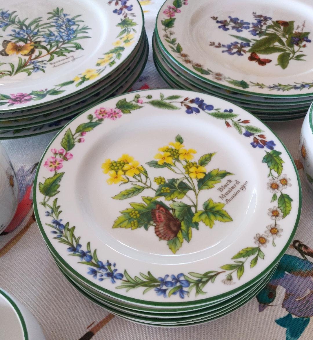 Worcester Herbs China Cups & Saucer Set (5 Total) Royal Worcester