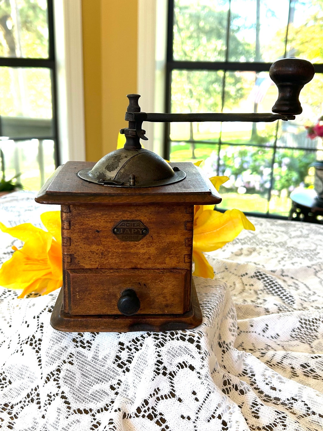 Fabulous Vintage French JAPY Acier Forge Hand Crank Coffee Grinder