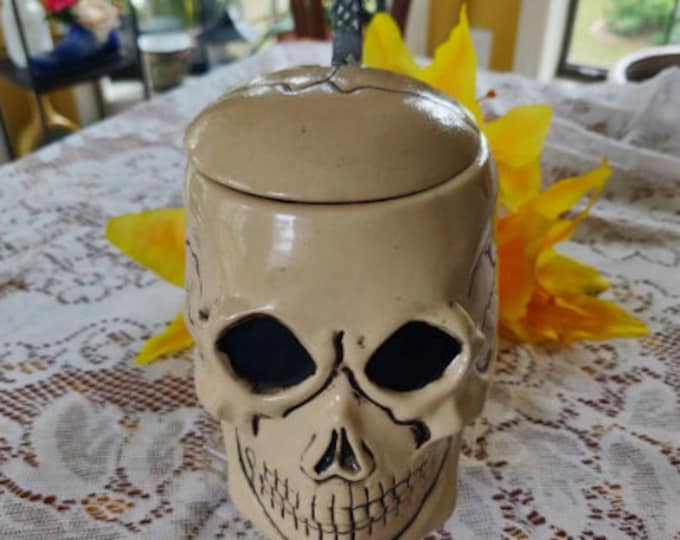 Vintage German Lidded Skull Beer Stein Matthias Girmscheid 1960 German