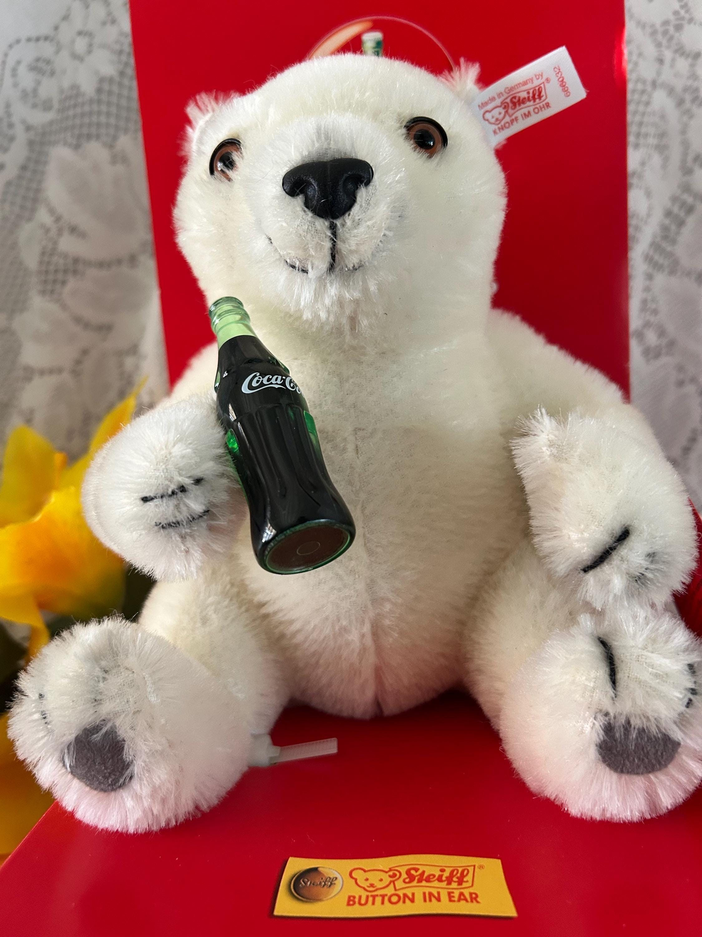 VTG Ltd Ed Coca-cola STEIFF Polar Bear Cub New Steiff Button Polar