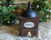 Vintage German Wood Tabletop Hand Crank Kaffee Grinder W. Germany Dark Wood Metal Dome Coffee Grinder Farmhouse Kitchen Decor