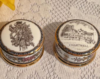 Museum Collections Porcelain Fine Bone China Lidded Trinket Dish; Grinling Gibbons Petworth House or The National Trust~Chartwell House