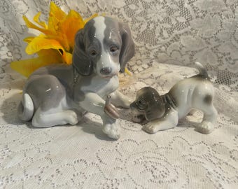 Lladro Large Beagle Puppy With Snail #1139-Lladro Glossy Porcelain Perro con Caracol Grande~Perfect Condition  or Small Beagle