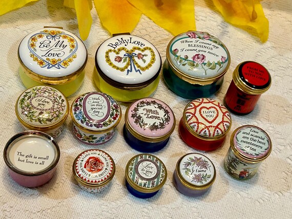TIFANY＆Co. HALCYON DAYS ENAMELS 小物入れ Halcyon Days Enamels-love Theme Lidded Trinket Box Pill Box