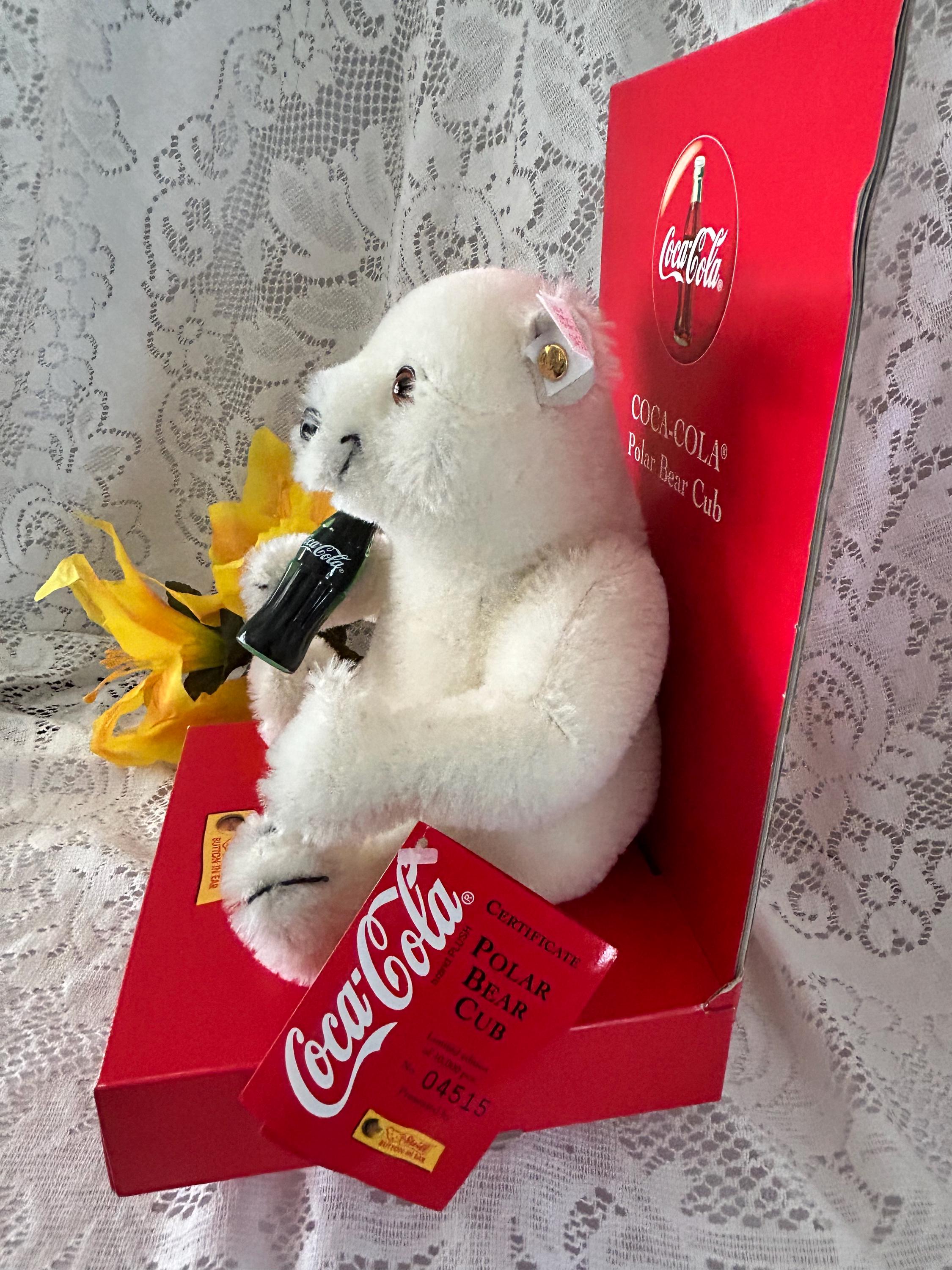 VTG Ltd Ed Coca-cola STEIFF Polar Bear Cub New Steiff Button Polar