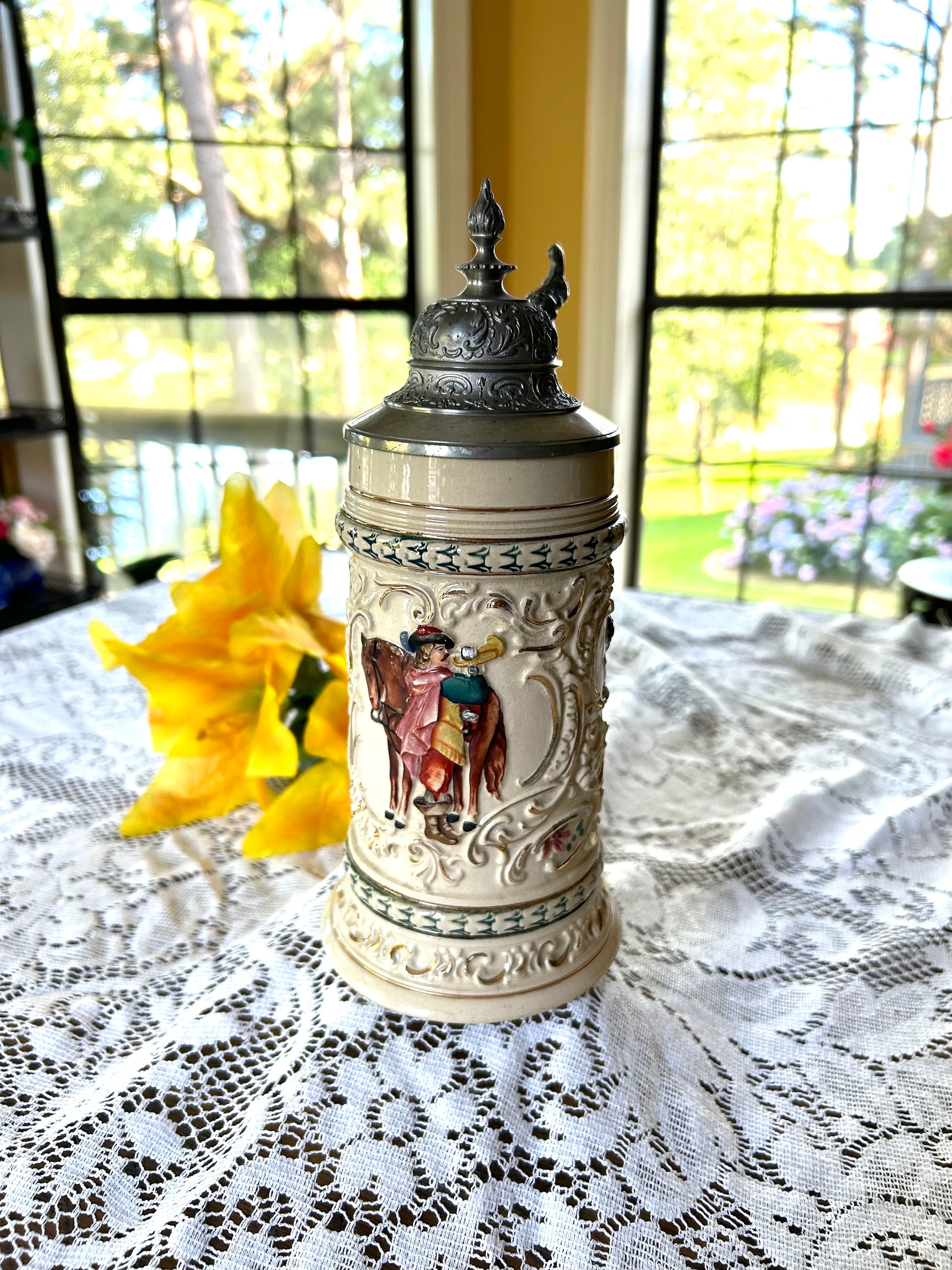 西ドイツ WEST-GERMANY GERZ ヴィンテージ 特大ビアジョッキ Original GERZIT Gerz West Germany Stoneware Big Nose Face Blue Hat