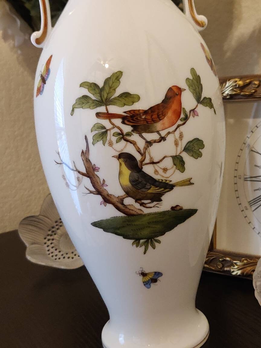 Vintage Herend Rothschild Bird Pearl Necklace 13 Vase Etsy