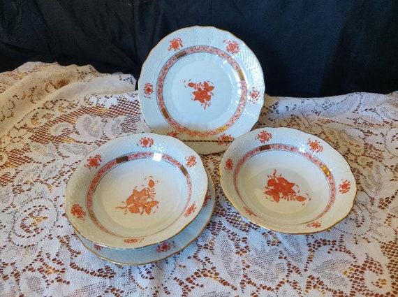 Herend Salad/oatmeal Bowl #330 and Matching Plate #1516 Herend