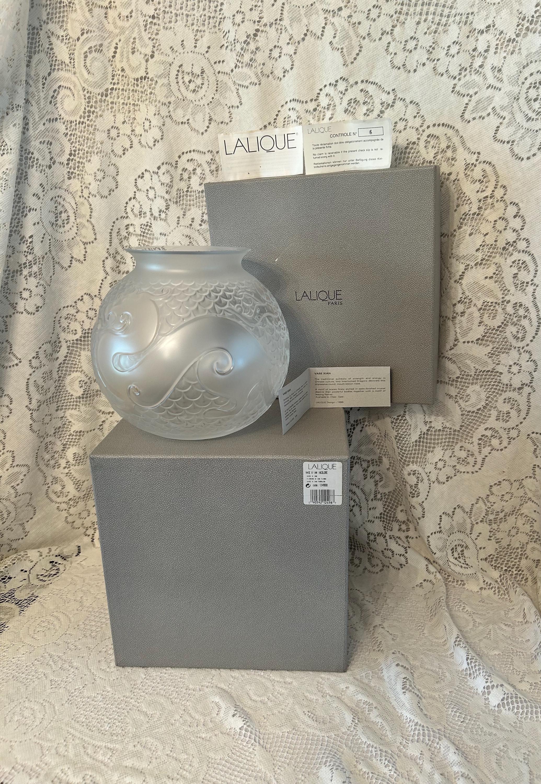 MIB Authentic Lalique Xian Vase VERY LARGE 8