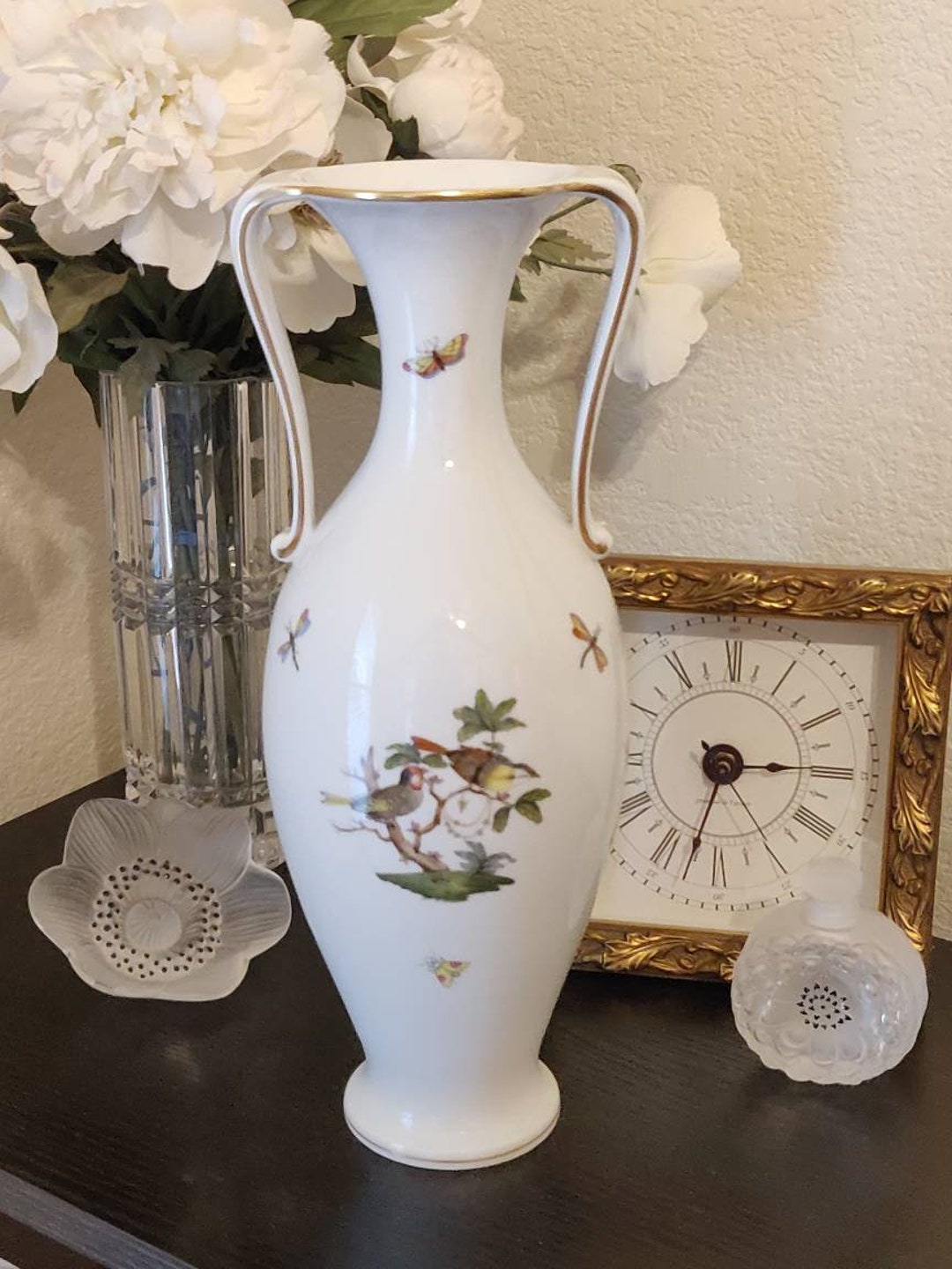 Vintage Herend Rothschild Bird Pearl Necklace 13 Vase Etsy