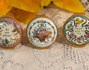 Halcyon Days Enamels Mother's Day 1987, 1991 or 1997 Hinged Trinket Box ~ For You With Love ~ With Love Always ~ With Love to You