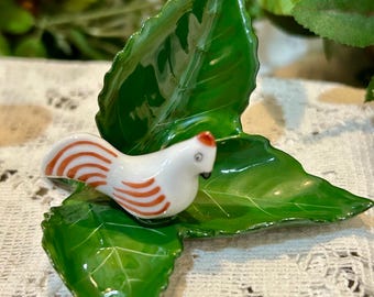 HEREND Chicken Rooster on Leaf Place Card Holder 6419 or Herend