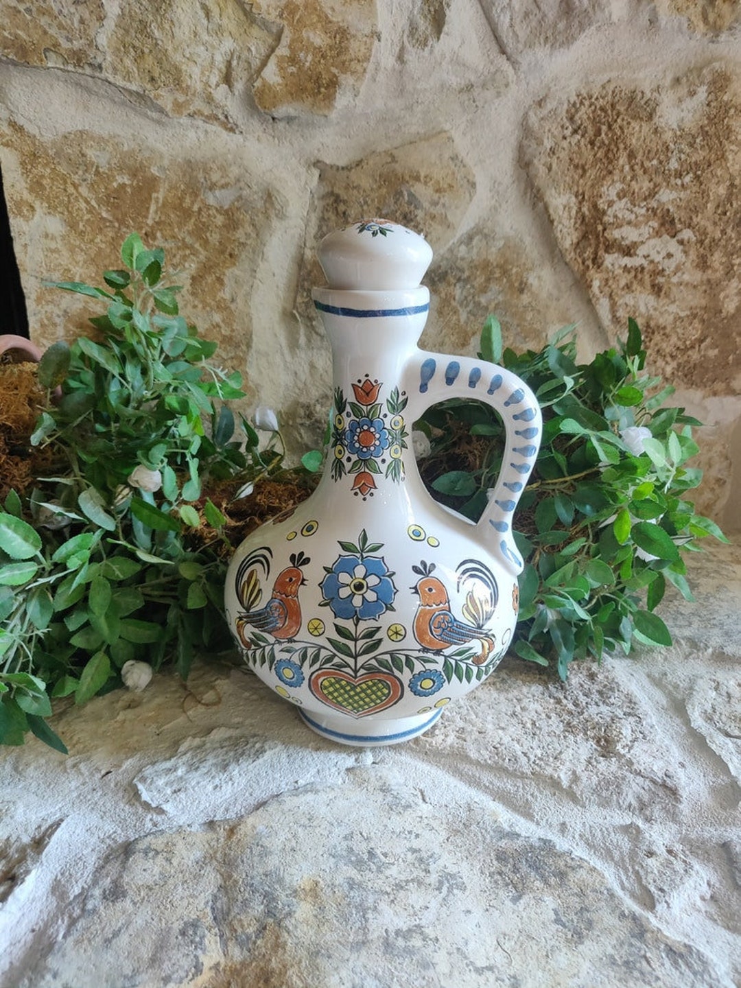 【ドイツ Ü-Keramikの花瓶】ヴィンテージ 354 Ulmer Keramik West German Art Pottery Pitcher Jug: Folk Art