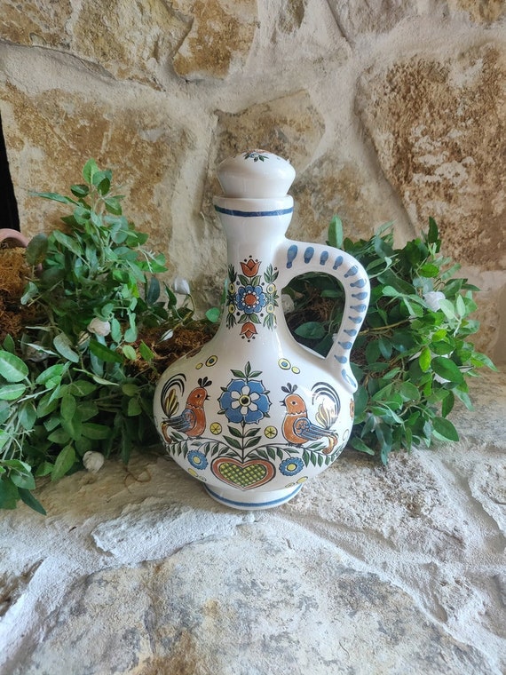 Ulmer Keramik West German Art Pottery Pitcher Jug: Folk Art