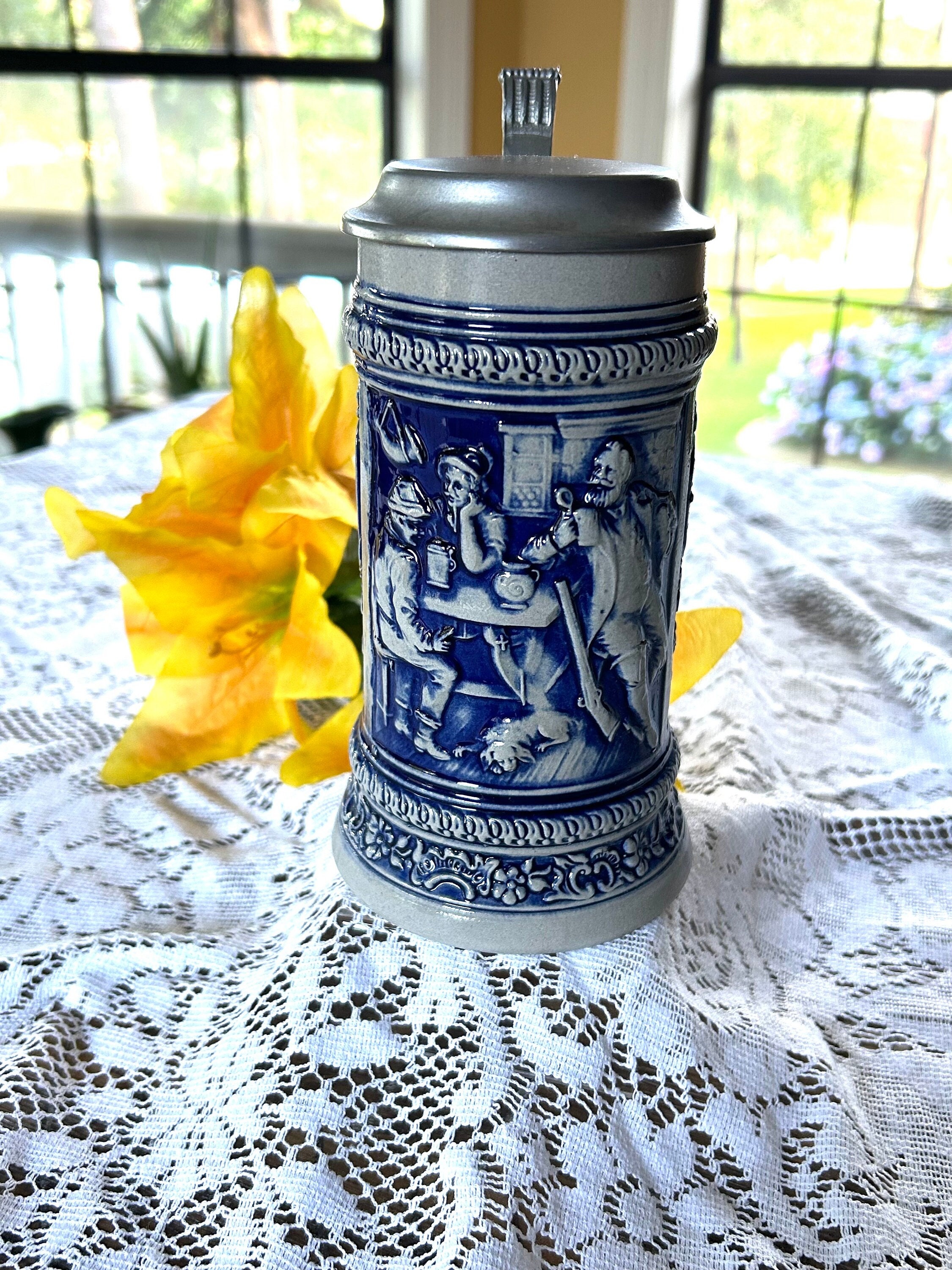 Vintage Gerz Germany 1960 Cobalt Lidded Beer Stein-gerz Tavern