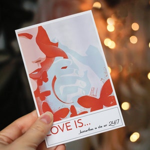 Liebe ist Postkarte, Romantische Karte, Valentinstag Postkarte, Liebe Postkarte, Digitaler Download druckbar, JPG
