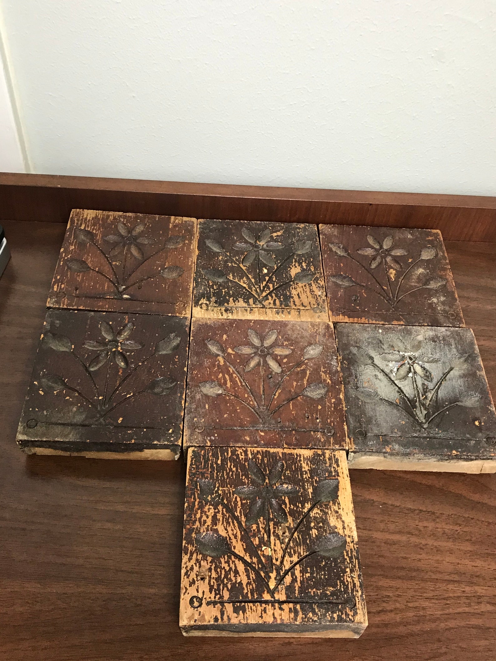 Corner Blocks Flowers Wood Vintage Salvaged Etsy