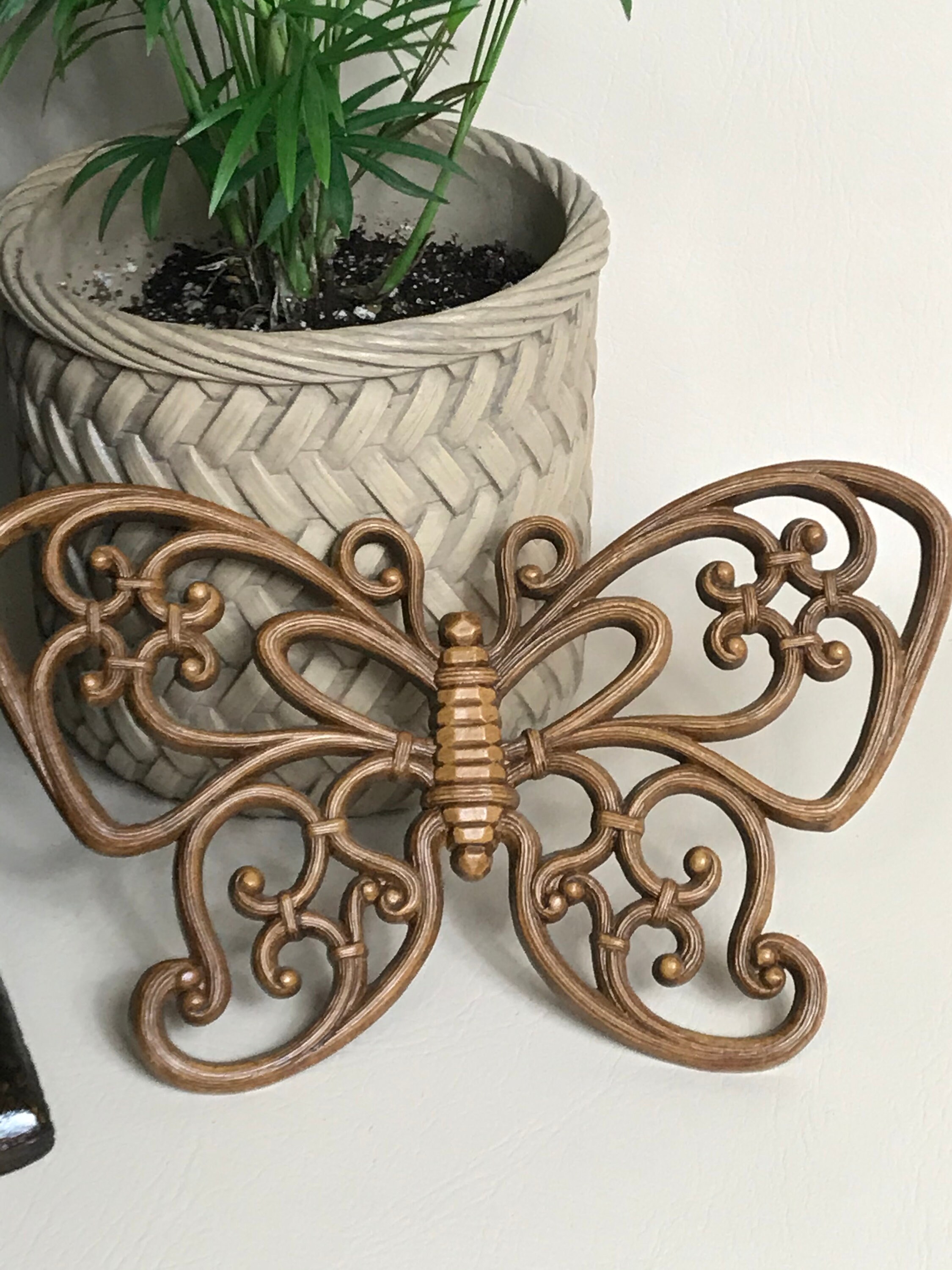 Vintage Homco Butterfly Wall Decor Wicker Boho - Etsy UK