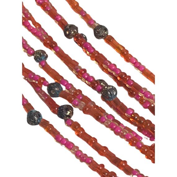 Multi Strand - Orange - Beaded Necklace - Vintage… - image 2