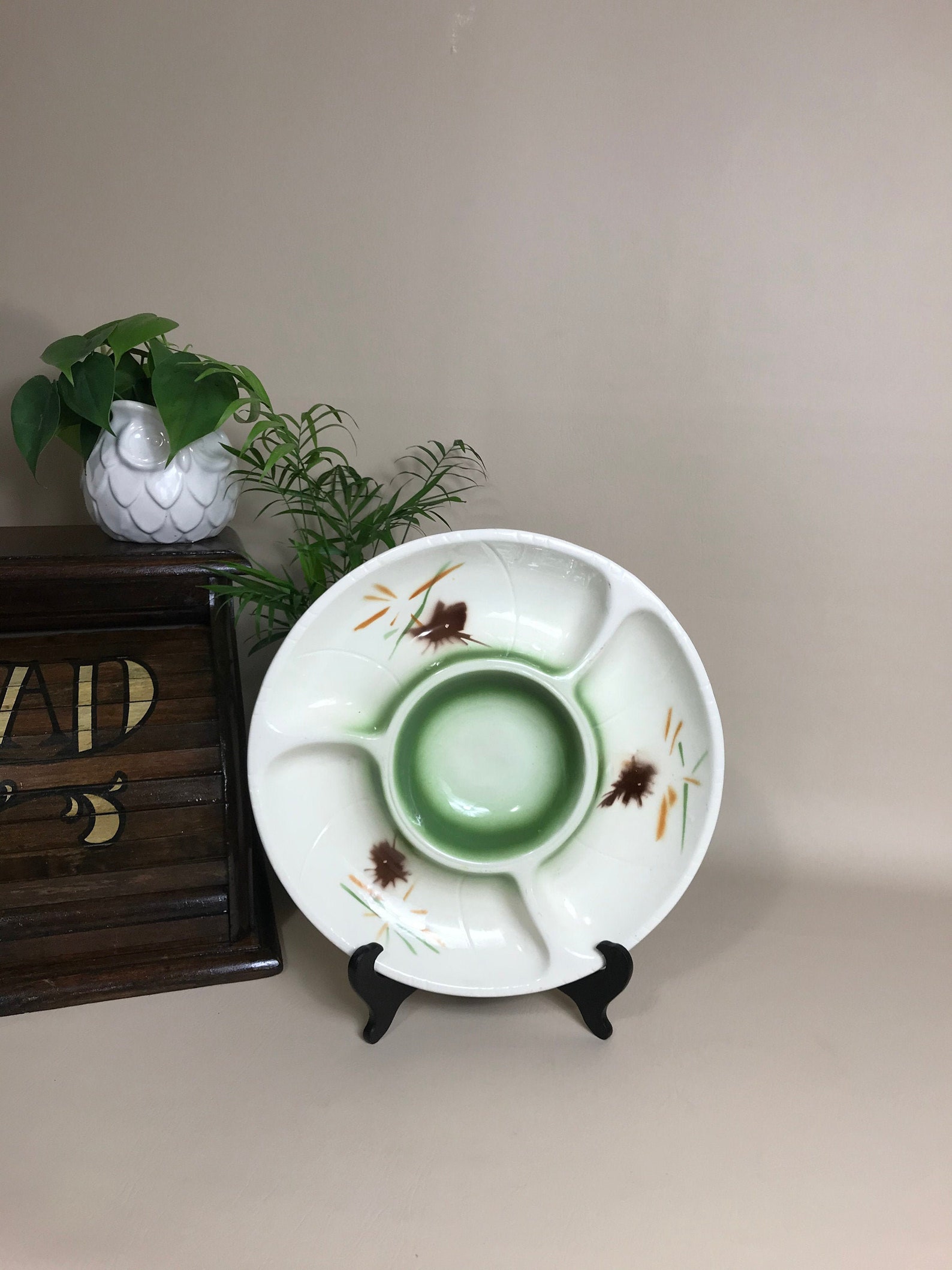 1961 Lane & Co Van Nuys California Pottery 3060 Divided Dish Abstract