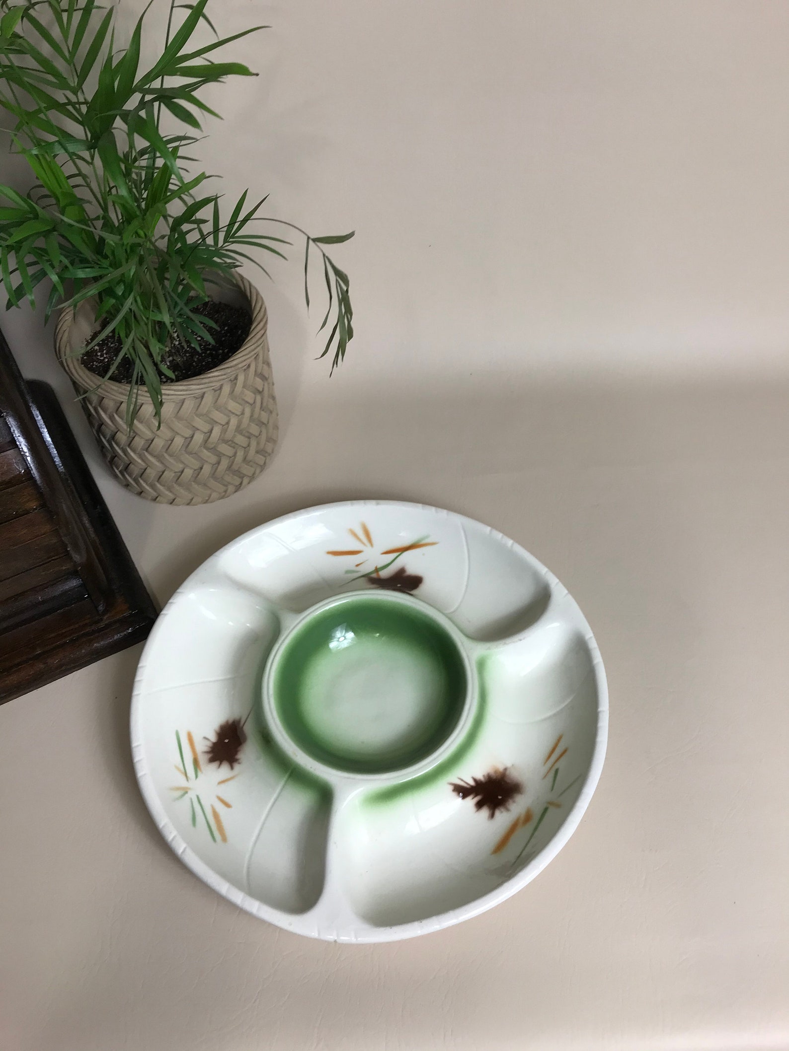 1961 Lane & Co Van Nuys California Pottery 3060 Divided Dish Abstract