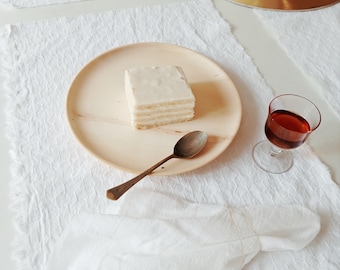 White textured table set, white  textured cotton Runner with 4 Placemats and gauze napkins