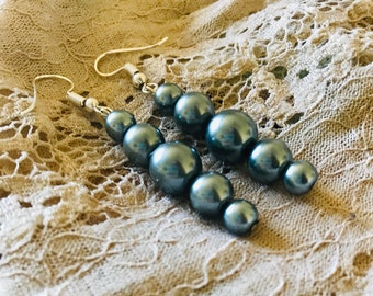 Boucles d'oreilles perlées bleues