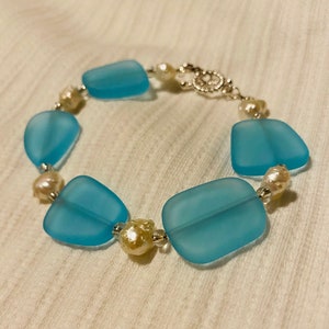 Blue Sea Glass Bracelet
