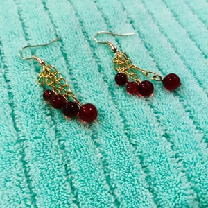 Red Beaded Earrings image 1