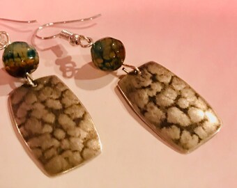 Silver & Green Earrings