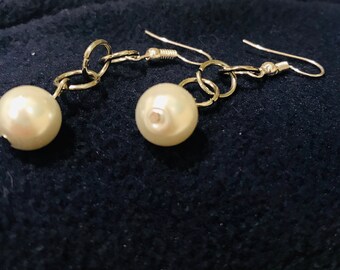 White Bead Earrings