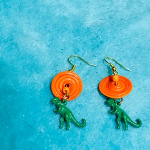 Green Dinosaur Earrings