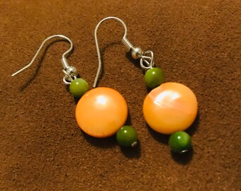 Boucles d'oreilles oranges et vertes