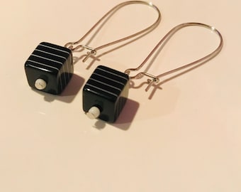 Black Cube Earrings