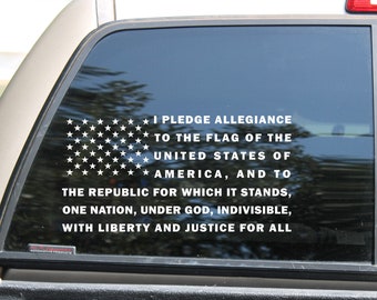 Pledge Of Allegiance Truck Window Decal American Flag Decal Car Truck Window Decal Ame American Flag Decal American Flag Decal Cars American Flag Sticker