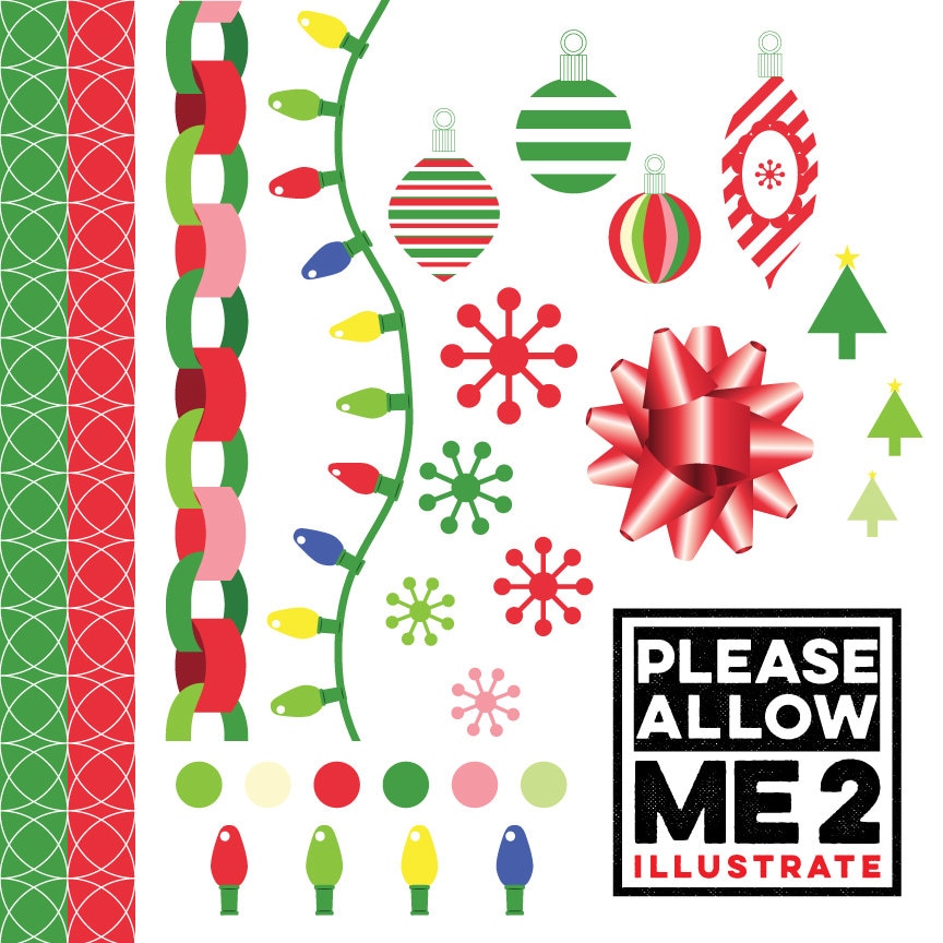 Paper Chains Christmas Clip Art Digital or Printable for Etsy