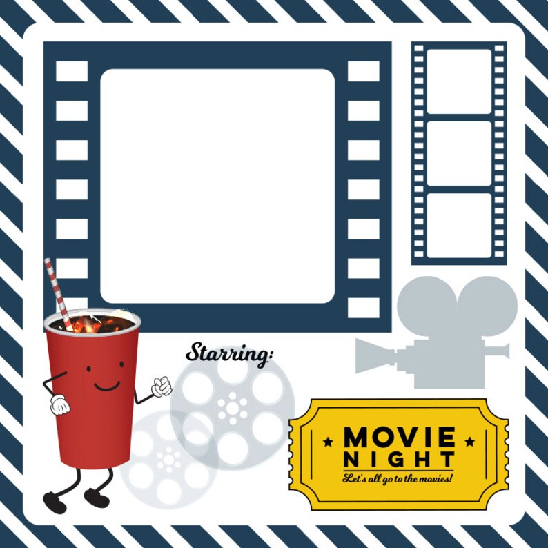Movie Night Digital Scrapbook Templates: Digital or Printable Scrapbook Templates (3 Layouts ...