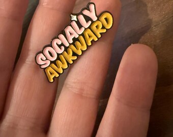 Socially Awkward Text Funny Serious Enamel Pin