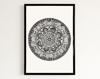 Star Mandala - Hand drawn art print