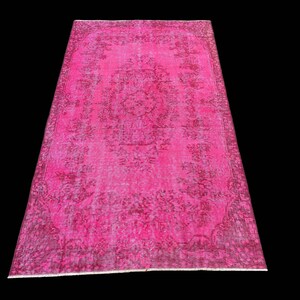 Turkish PINK Vintage Oushak Rug,Vintage Turkish Rug,Vintage Oushak rug,pink oushak rug,pink Turkish Rug, floor rug, 3.7x6.7 ft, c3148