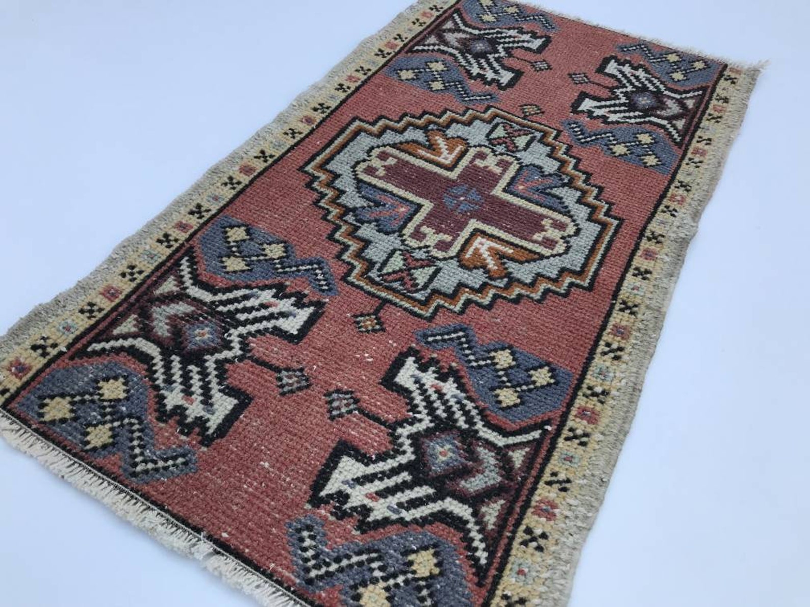 2.8x1.5 Ft, 88x48 Cm,small Vintage Rug Pillow, Handwoven Decorative ...