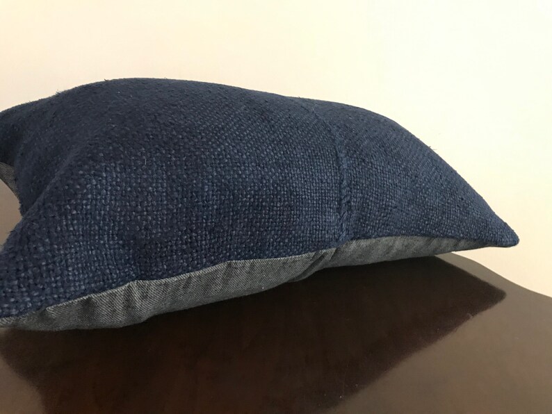 16x24 inches hemp Pillow Handwoven Pillows Navy blue Lumbar Pillow hemp Cushion Cover sofa Pillow Living Room Decoration Pillow case