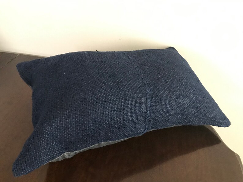 16x24 inches hemp Pillow Handwoven Pillows Navy blue Lumbar Pillow hemp Cushion Cover sofa Pillow Living Room Decoration Pillow case