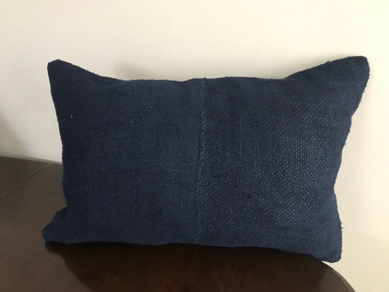 16x24 inches hemp Pillow Handwoven Pillows Navy blue Lumbar Pillow hemp Cushion Cover sofa Pillow Living Room Decoration Pillow case